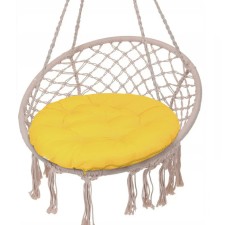The pillow is round on the armchair waterproof D60 cm, yellow color, Greta 20%, polyester 80%