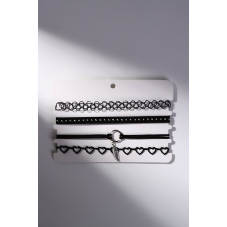Choker "Assorted" Romance, (set of 4 pcs.), Black-Solder Color, 30.5 cm-3