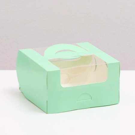 Bento-Port box with a window, mint, 14 x 14 x 8 cm