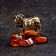 Souvenir "Baran with a bell", brass, amber, 3x2.5 cm