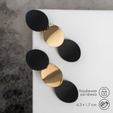 Azelia metal earrings curved circles, black color in gold