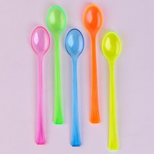 Tablespoons are plastic, in the set 12 pcs., Mix colors