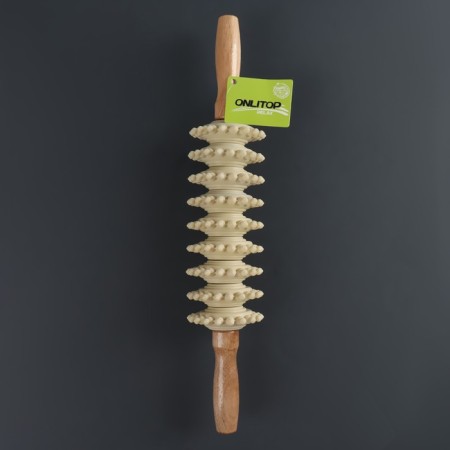 Massage "Skating", universal, 38 × 7 cm, 9 wheels, wooden-5