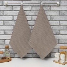 A set of kitchen towels of the share, dark gray color, 35x60cm-2pcs, 100% HL, waffle, 220 g/m2