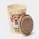 A plastic glass with a lid iZI-go, 420 ml, 9.3 × 9.1 × 13.1 cm, decor animals, beige color
