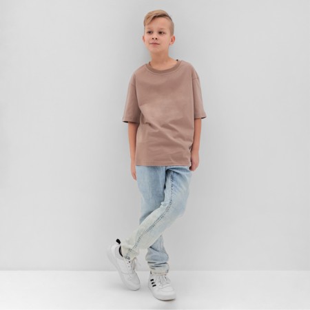 Children's Minaku T -shirt, beige color, height 128 cm-3