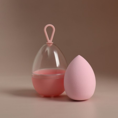 Makeup sponge "drop", 6 × 4 cm, increases when getting wet, in the case, the color is pale pink-9