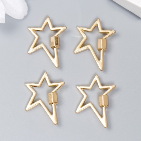 Connector for creativity Metal 2 Ears "Golden Star" 1.6x2.3 cm-2