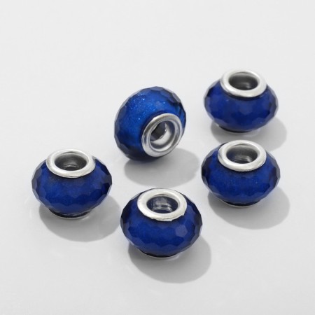 Busina "faceted ice" with sparkles, blue color in silver-1