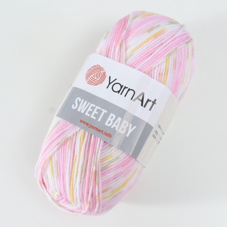 Yarn "Sweet Baby" 100% acrylic 300m/100g (901 pink-white-salut)-1
