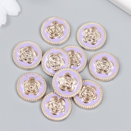 Decor for creativity Plastic "Rose in the Circle" lilac, gold 0.3x1.8x1.8 cm-2