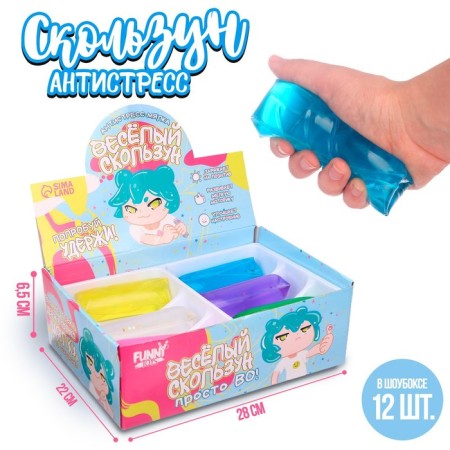 Antistress Squash Mick Snowl “Try to hold” anime, Mix color, with liquid, in showbox-2