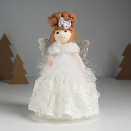 Interior doll "Angel in a white flowering dress" 8x7x16.5 cm