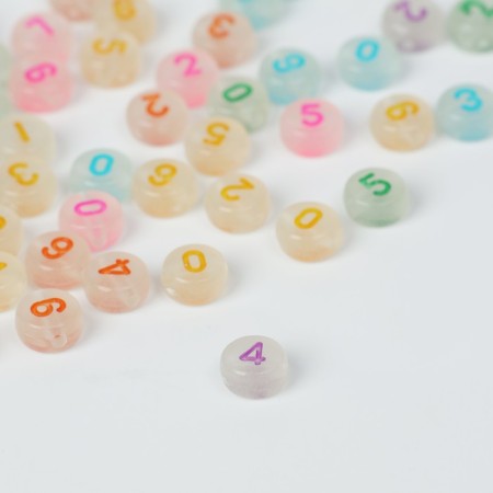 Acrylic bead phosphorus “numbers” mix, 7 × 4 mm, set 10 g, color mix-2