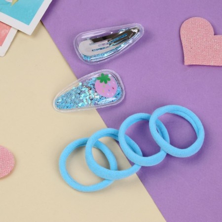 Hair set "Ariel" (4 gum 4 cm, 2 invisibility 5 cm) classic, blue-2