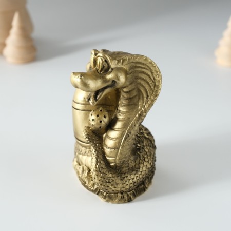 Piglite Polystone "Snake with a watering can" gold 7x6x10 cm-2