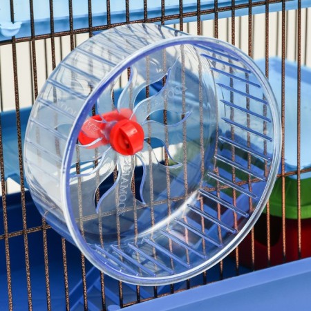 A cage for rodents with plastic shelves and filling, 36 x 23 x 34 cm, blue-6
