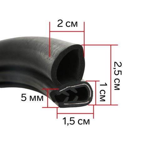 Doors seal in a car, o-shaped, with a metal core, 5 m, black
