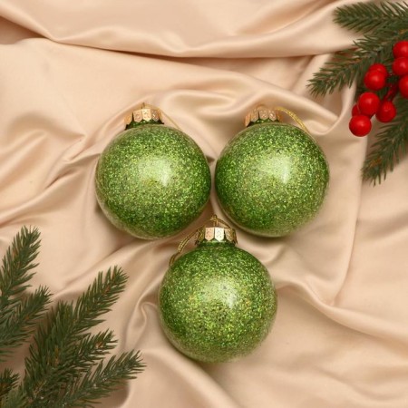 Set of balls plastic D-8 cm, 3 pcs "Thebes" green