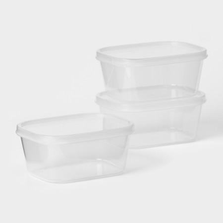 A set of food shares, 3 pcs, 500 ml, rectangular, transparent-1