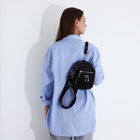 Bag-rug-rug on lightning, 3 outer pockets, long belt, black color-9