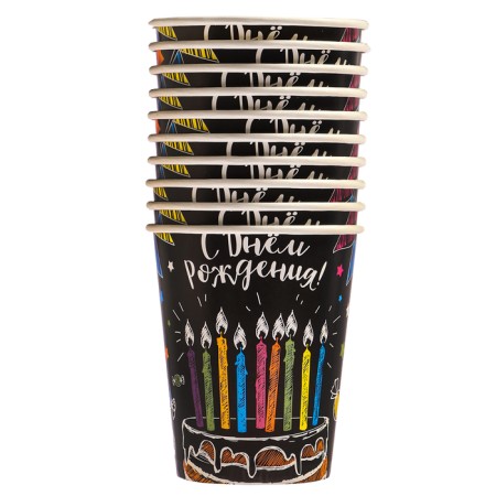 A set of paper utensils "Cake", 10 glasses, 10 plates-3