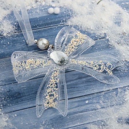 Decoration Christmas tree "Bow Golt" 12x10.5 cm, transparent-1