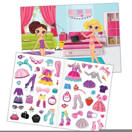 Reusable stickers "Dress the doll", A4 format-1