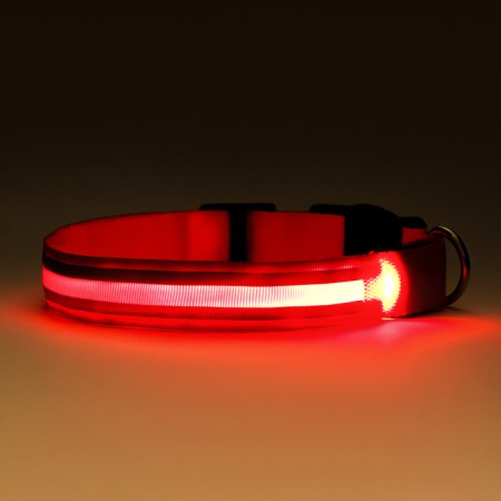 Collar with backlighting double strip size m, Osh 40-48 x 2.5 cm, 3 glow modes red-11