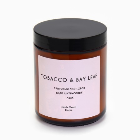 Candle in the aromatic bank "TOBACCO & Bay Leaf", needles, cedar, tobacco, 250 ml-3