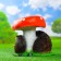 Garden figure "Mushroom with two hedgehogs" 26x30x30cm