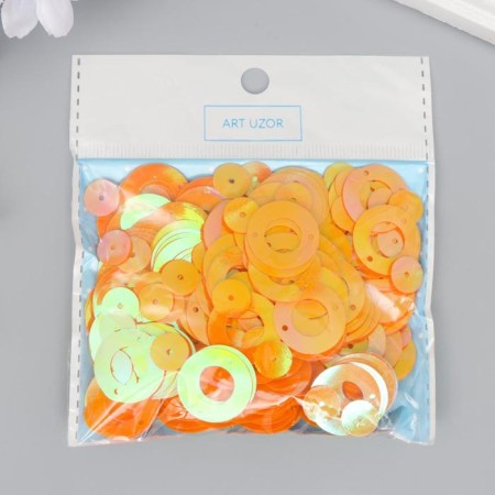 Sequins "Circle in the ring" Orange set 30 g d = 2 cm-2