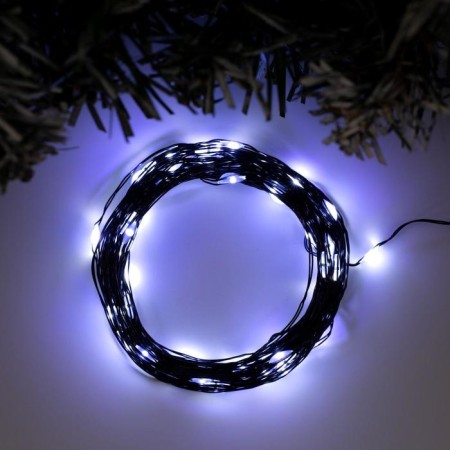 Garland "thread" 10 m Rosa, IP20, black thread, 100 LED, white glow, 12 V