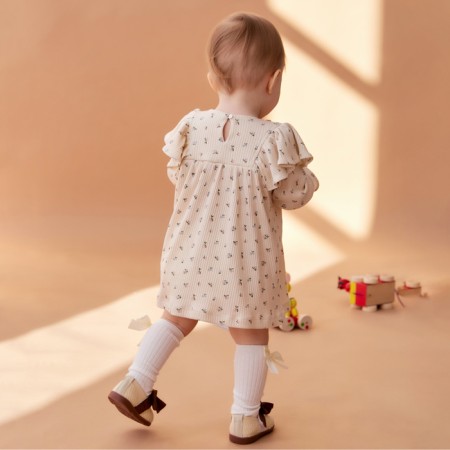 Dress with DL. Sleeve crumb I Wildflowers, height 80-86 cm, beige-3