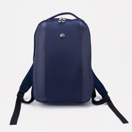 Youth backpack from textiles, mounting for a suitcase, blue color