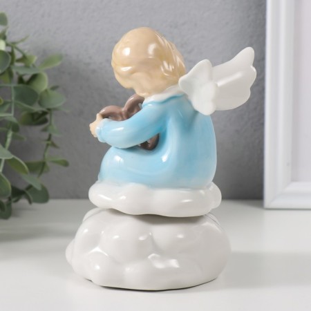Souvenir Ceramics Musical "Angel on the cloud plays on the lyre" 9x9.5x14.5 cm-2