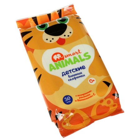 Wet wipes Smart Animals No. 50 Children with chamomile and vitamin E mix-6