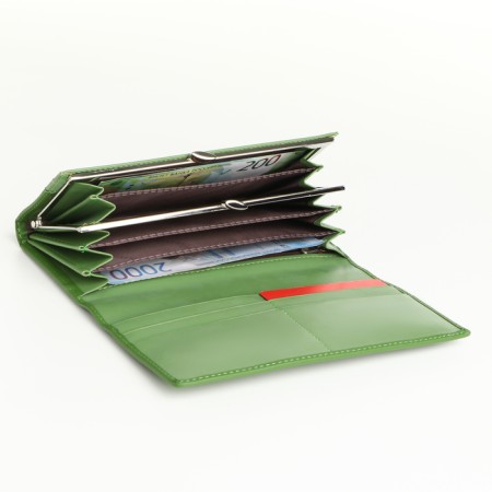 Women's wallet on magnets, green color-3