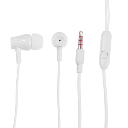 Headphones Krutoff HF-T83, inserts, microphone, 106 dB, 16 Ohm, 3.5 mm, 1 m, white