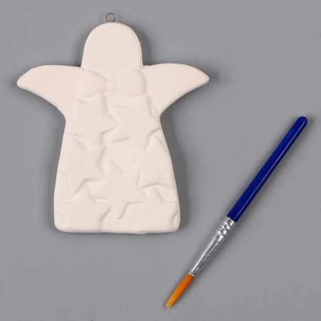 Christmas tree decoration for coloring "Angel with stars", with a suspension