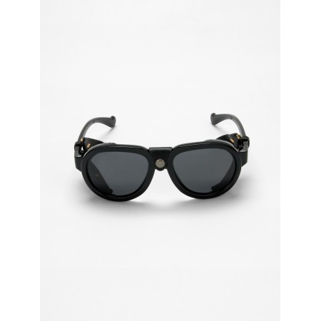 Sunny glasses Round, UV 400, leather curtains, pipe 14.1 cm, width 12.1 cm, lens 5.2 x 5 cm, Cher-5