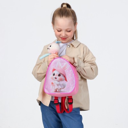 Children's backpack 21*9*23, lightning departure, a rabbit in a hat, pink-6