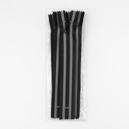 Lightning "Spiral", No. 7, non -resistant, waterproof, with a reflective tape, castle machine, 18 cm, black/gray color-2
