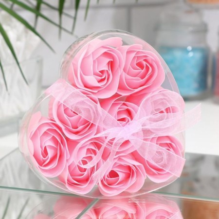 Soap roses, pink, set of 9 pcs.