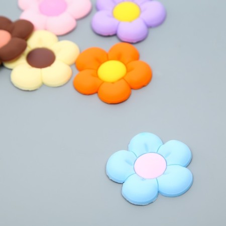 Decor for creativity rubber "Puff flower" set 10 pcs mix 3.8x3.8 cm-1
