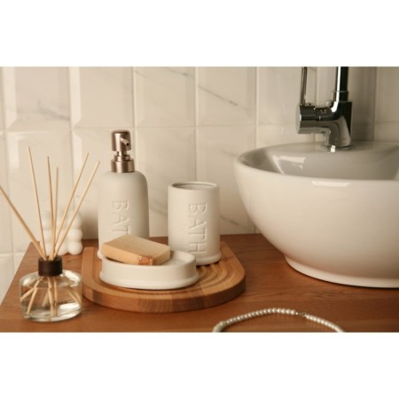Savanna Bathroom Accessories set, 3 items (soap dish, soap dispenser 400 ml, glass), ceramics, white color-10