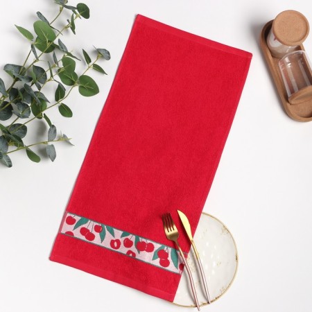 Tensor of a terry jacquard 30x60 cm, print cherry mix, cotton 100%, 340 g/m2-4