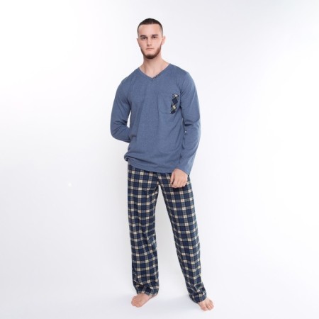 Kit (longshit, trousers) male, dark blue color, size 58