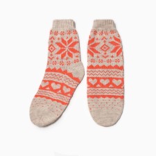 New Year. Women's socks, gray/orange color, rr 25-27