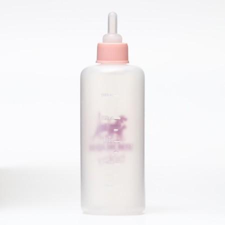 A bottle for feeding with a measured scale, 100 ml (nipple+funnel), pink-2